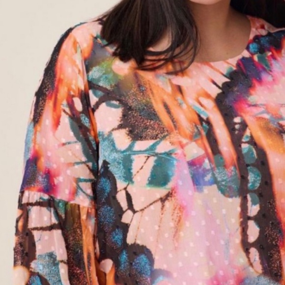 🆕 Chiffon Clip Dot Blouson Sleeve Blouse Top 1 1X 14 16 NWT Torrid New! - Picture 2 of 7